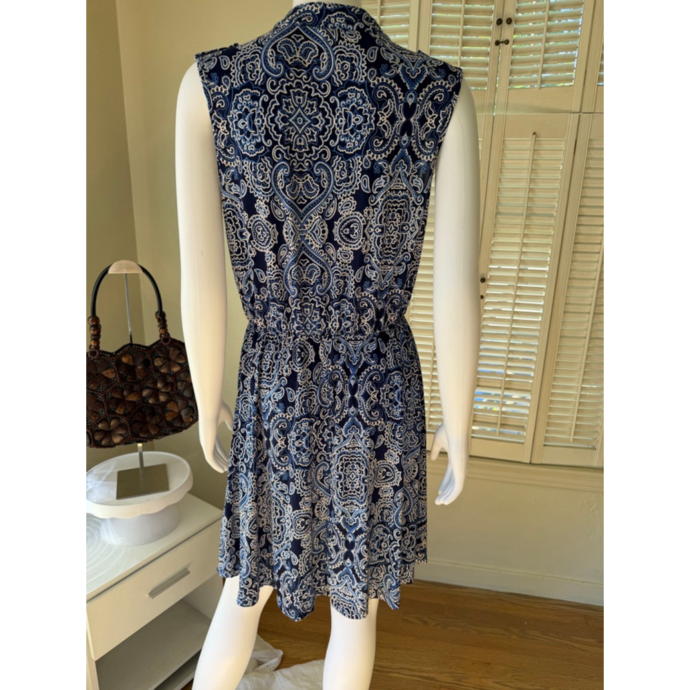 Women's PerSeption Concept Blue White Paisley Dress Xl - Picture 4 of 5